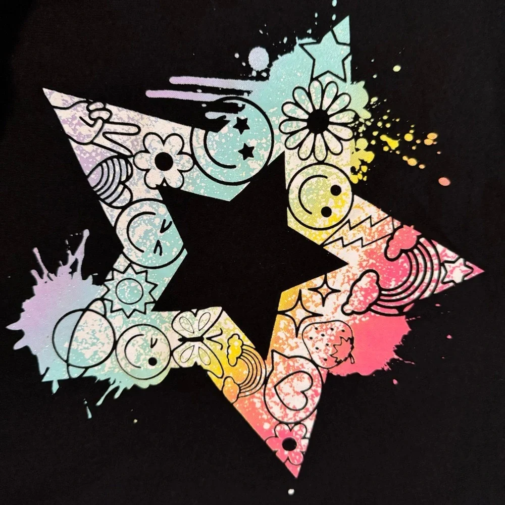 The Children’s Place Girls‎ Rainbow Star Graphic Tee Black Size 10/12